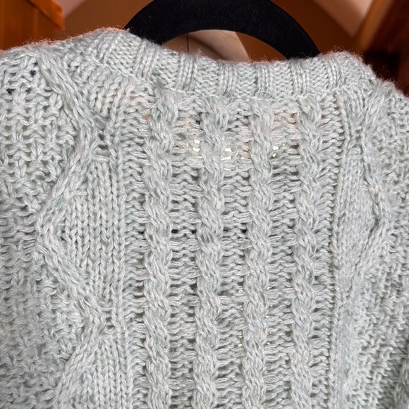 Vintage Liz Sport Cable Knit Button-Up Cropped Sweater Mint Green Size Small - Picture 10 of 10